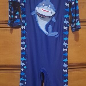 JoJo Maman Bebe Navy Shark Kids Swim One Piece Rashguard